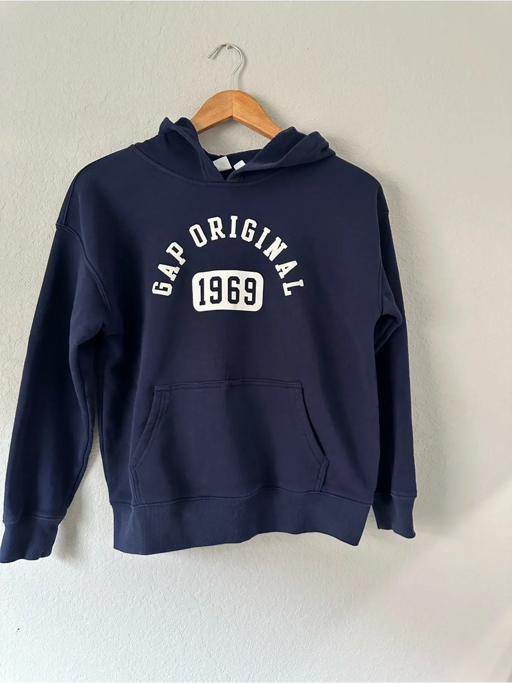 GAP Kids Navy Crewneck Hoodie with White Logo